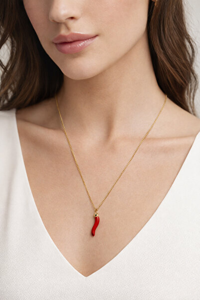 kubotique Kırmızı Biber Kolye | Şans Uğuru Nazarlık Takı | Kadın Chili Charm ...