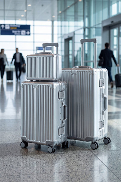 Zeplin Joya PC Policarbon 3'lü Valiz Seti (Kabin Orta ve Makyaj) Silver