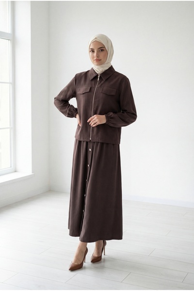 BENAHOLL Πουκάμισο Aksev με φερμουάρ και κουμπιά σε όλο το μήκος της φούστας ...