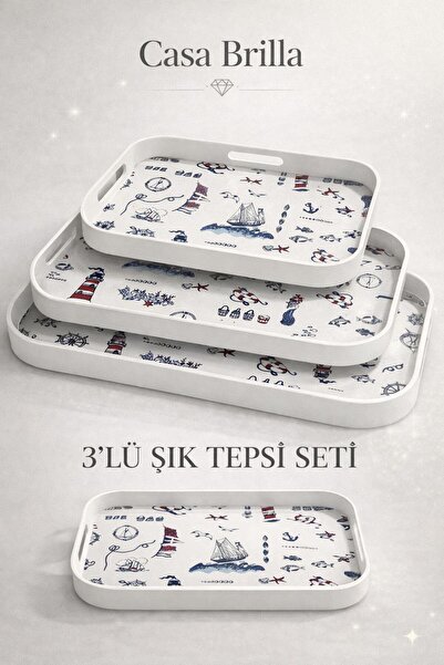 Casa Brilla 3-Piece Tray Set - Tea Trays - Presentation Trays - Treat Trays