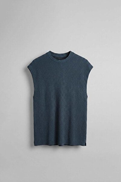 ablukaonline Muška prevelika rebrasta majica bez rukava, petrolovo plava