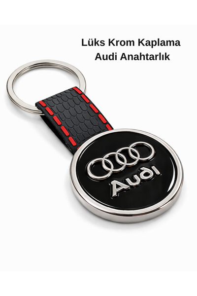 Baghes Breloc premium Audi, placat cu crom, breloc auto, corp metalic, design...