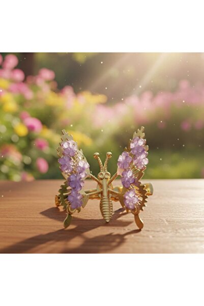 Shiklik Elegantna cvetna kopča za kosu sa pokretnim detaljima leptira