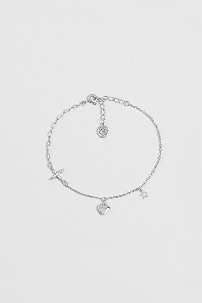 So CHIC... Minimal İkonlar 18 Ayar Beyaz Altın Kaplama 20 Cm Gümüş Minimal Bi...