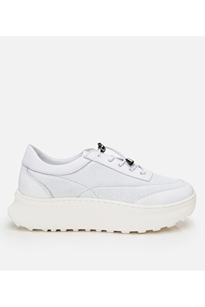 Hotiç Hakiki Deri Beyaz Kadın Spor Ayakkabı
