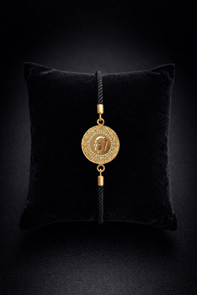 Crc Bijuteri Gold Renk Çeyrekli Kadın İp Bileklik