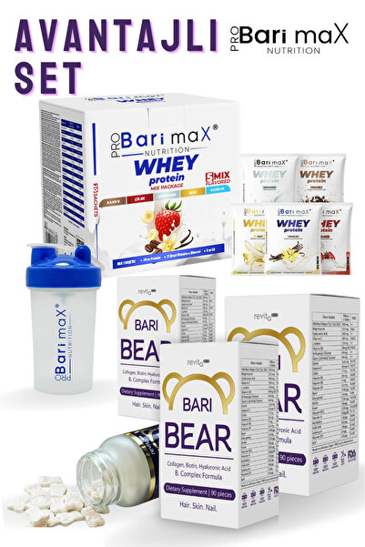 Pro Bari Max AVANTAJLI SET 1- 30 Lu WHEY Protein + 3 Adet Bari Bear Multivita...