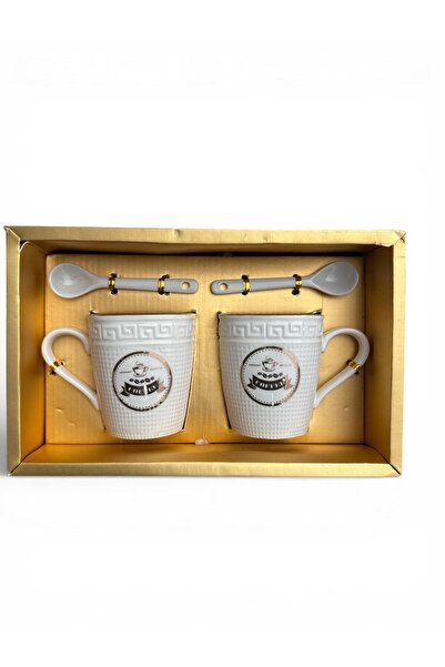 OEM Set cafea „Coffee Time, Coffee Shop” – 2 cesti si 2 lingurite