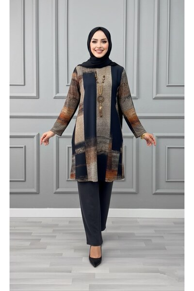 Genel Markalar NURCİHAN TAKIM SİYAH KADIN YUMUŞAK VİSKON KUMAŞ PANTOLON TUNİK...