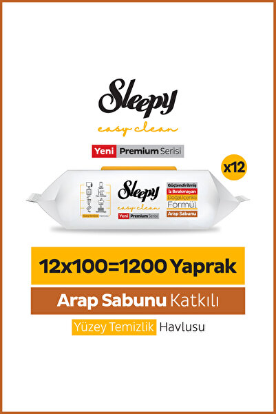 Sleepy Easy Clean Premium Arap Sabunu Katkılı Yüzey Temizlik Havlusu Mendili ...
