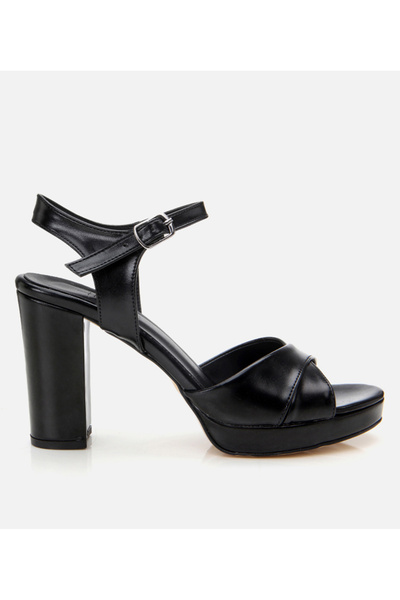 Hotiç Ženska crna večernja haljina sa sandalama na visoku petu