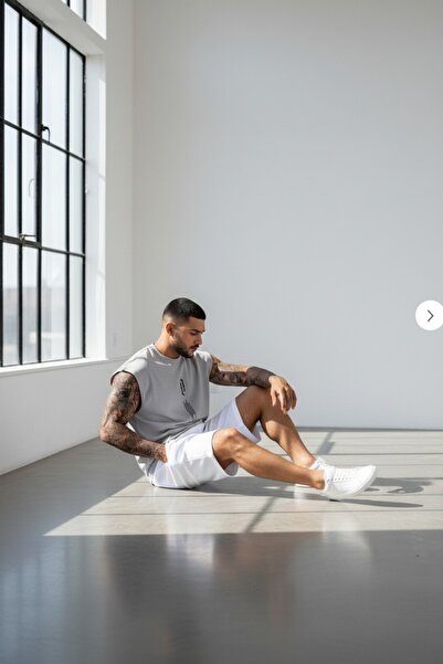 Altamira Erkek Duman Gri Dikey Baskılı Kolsuz Oversize T-shirt