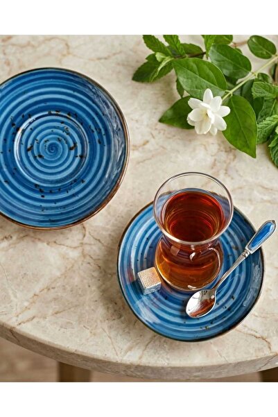 MADAM İZMİR Winter 6-Piece Tea Plate Set - Modern Spiral Patterned Stylish Pr...