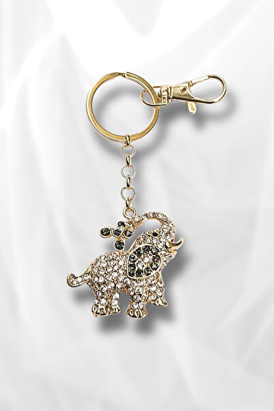 Luxe Loom Zarafetin Işıltısı Zirkon Taşlı Gold Renk Fil Figürlü Çanta Aksesua...