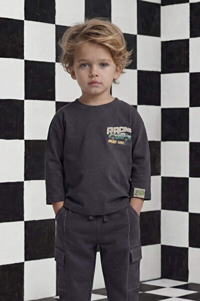 DeFacto Μπλουζάκι με μακρύ μανίκι με στάμπα με φαρδιά λαιμόκοψη για αγοράκι G...