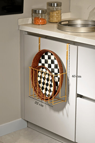 Edora Home منظم لباب الخزانة ذهبي اللون، مع صينية، حامل منظفات، منظم، للحمام ...