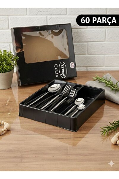 aktaş home Round Yeni Nesil 60 Parça 12 Kişilik Çatal Kaşık Takımı Paslanmaz ...