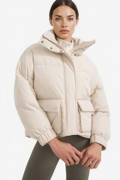 DeFacto Su İtici Oversize Fit Geniş Kalıp Dik Yaka Fermuarlı Çıtçıtlı Cepli Ş...