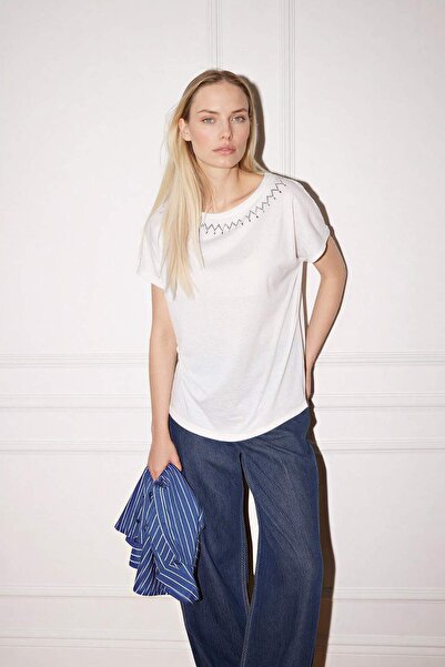 DeFacto Ženske T-shirt G3285AX/WT32 OFF WHITE