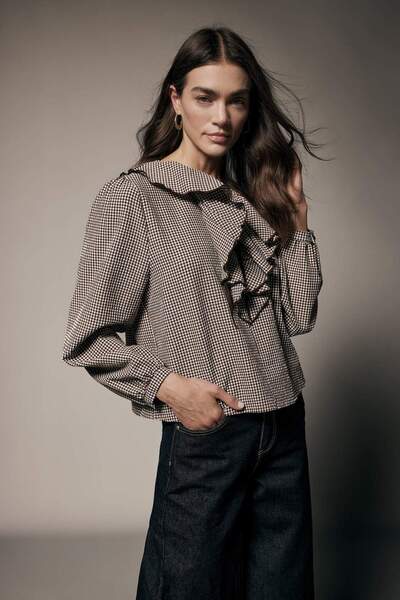 DeFacto Karirano Seersucker Teksturirano Bluza G9787AX26SP