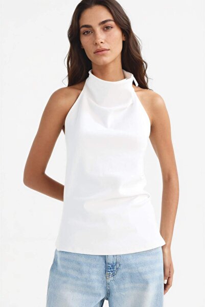 DeFacto Slim Fit Dar Kesim Halter Yaka Bluz F8007AX25AU