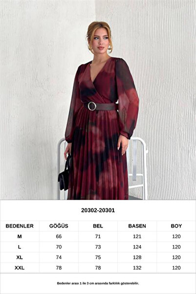 Neşeli Butik kadın astarlı midi boy şifon elbise NBK20301