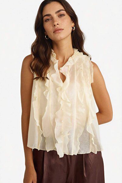 DeFacto Regular Fit Modal Volanlı Kolsuz Bluz G2997AX25AU