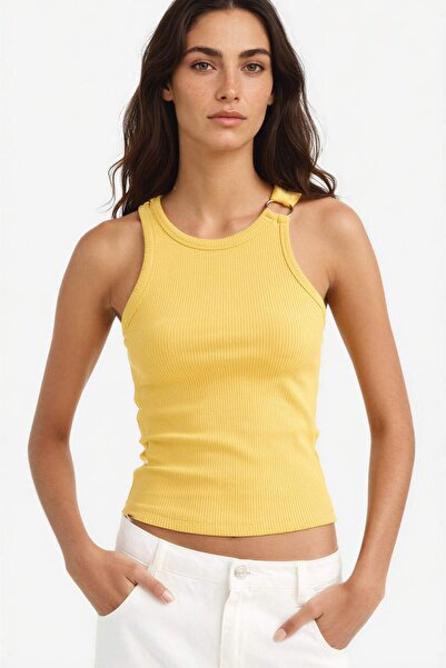 DeFacto Slım Fıt Bisiklet Yaka Fitilli Kaşkorse Atlet F4994AX25AU