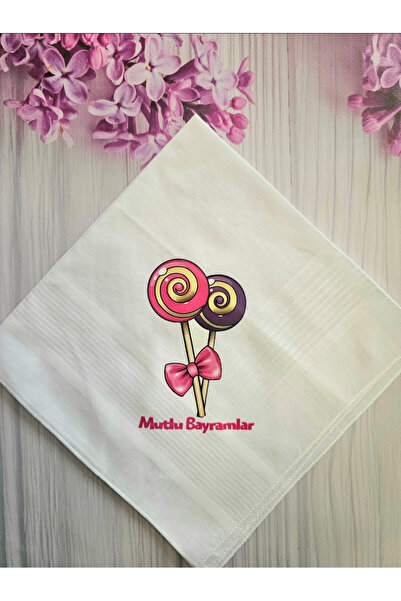 DESİGN 10 Adet Lolipop Desen Mutlu Bayramlar yazılı Mendil, Mendil,Bayram Men...