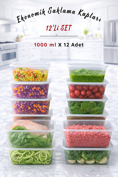 Ezu Home 12 حاوية تخزين سعة 1000 مل صديقة للبيئة مانعة للتسرب مع أغطية، مناسب...