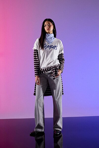 DeFacto Ίσιο φαρδύ ψηλόμεσο μακρύ τζιν παντελόνι που πλένεται G8850AX26SP