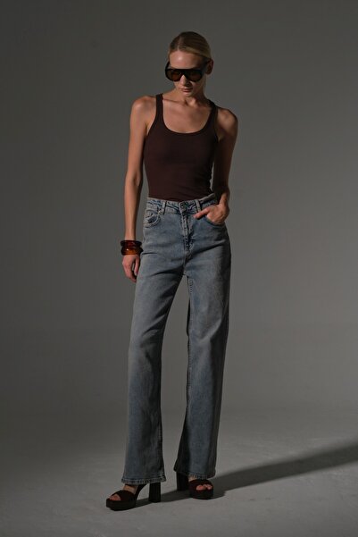 Maule Visoka struka, rastezljiva traper tkanina, široke palazzo džinsa za žen...