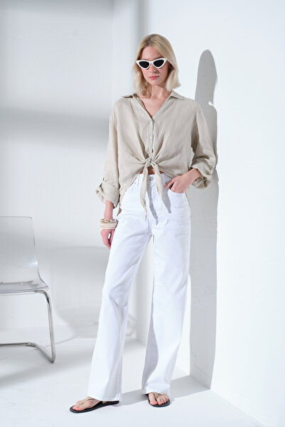 Maule Visoka struka, rastezljiva traper tkanina, široke palazzo džinsa za žen...