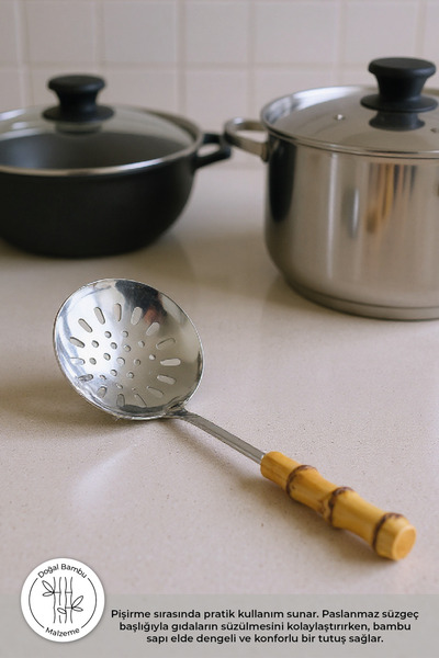 Bambum Mundo - Bambu Saplı Kaşık Süzgeç 33,5*11,5cm