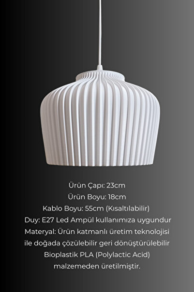 decory Nicole Beyaz Avize Yatak Odası, Mutfak, Oturma Odası Tasarım Tekli Sarkıt Avize (PLASTİK) E27