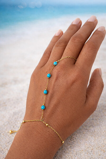 By Song Aksesuar سوار شاهميران من الحجر الطبيعي مع سلسلة فولاذية