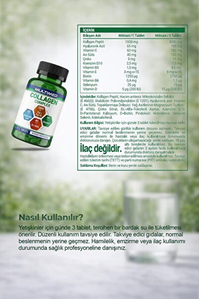 Multimed Kolajen 1000 mg – Cilt Elastikiyeti & Eklem Destek Formülü – 60 Tablet