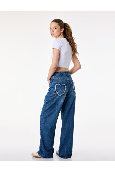 Koton Pantaloni din denim cu croială normală, cu detalii la buzunare, lavabil...