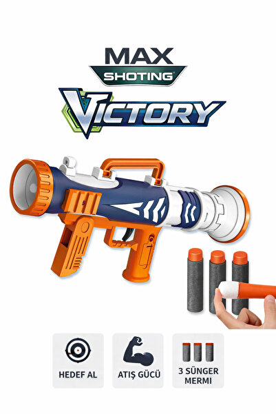 YILDIRIM OYUNCAK 3 Mermili Sünger Dart Atan Silah 25 cm Bazuka Mega Mermili S...