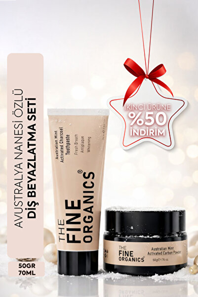 THE FINE ORGANICS مجموعة تبييض الأسنان بالنعناع الأسترالي والكربون المنشط - م...