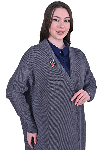 Invee Ζακέτα INVEE 7077 με μάλλινο μείγμα γκρι