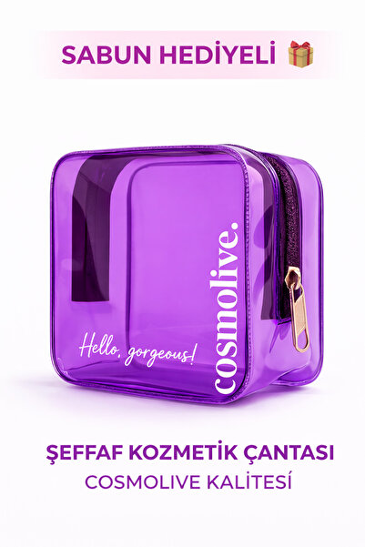 Cosmolive Şeffaf Seyahat Cilt Bakım, Makyaj ve Kozmetik Düzenleme Çantası PVC...