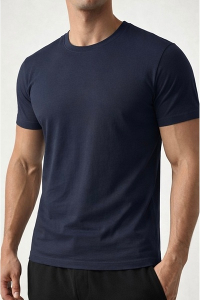 B&H COLLECTİON تي شيرت رجالي من القطن الممشط ذو ياقة دائرية من Basic