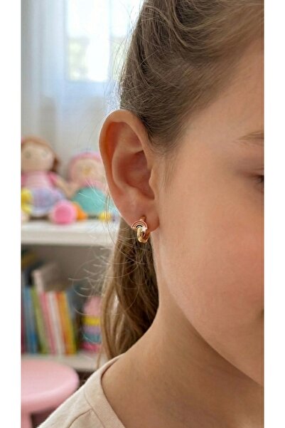 iky aksesuar Gökkuşağı Çocuk Çelik Küpe