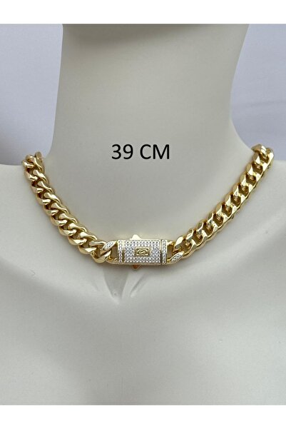 Luseda Gold Renk 39CM Kararmaz Çelik Kalın Gurmet Zincir Kolye