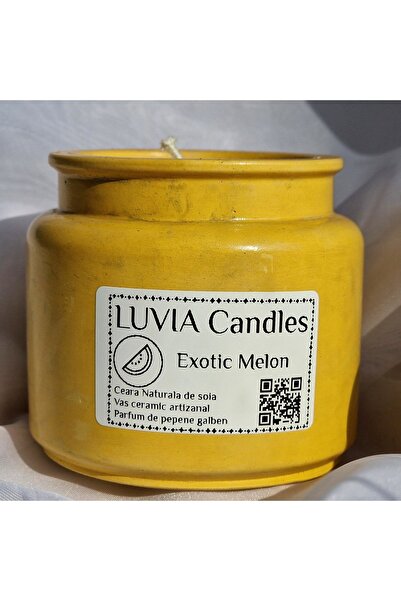 Orbis Maxi - Lumanare parfumata in vas ceramic cu aroma de Pepene galben si F...