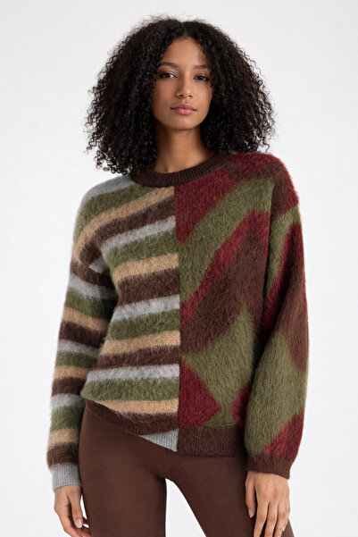 İLKCET MODA Mješoviti Sa deznom okrugla kragna ženski džemper