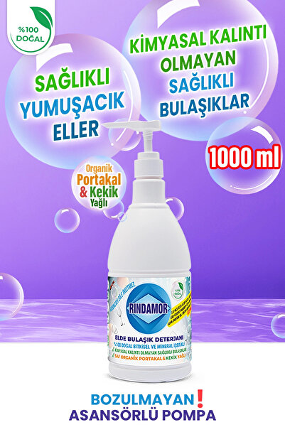 RINDAMOR %100 DOĞAL BİTKİSEL ELDE BULAŞIK DETERJANI-ORGANİK KEKİK&PORTAKAL YA...