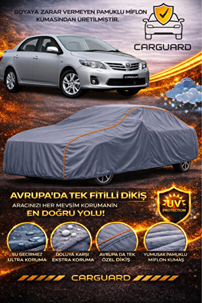 CarGuard Toyota Corolla 2007-2012 Uyumlu Fitilli Araba Brandası Miflonlu Bran...