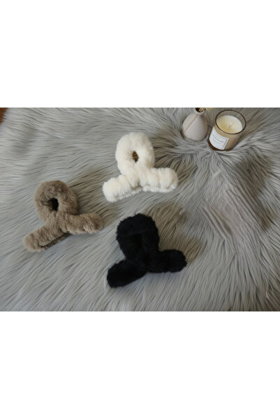 MY VİNTAGE Mărimea L pentru femei, 3 bucăți, pluș agrafe elegante cu blană, p...